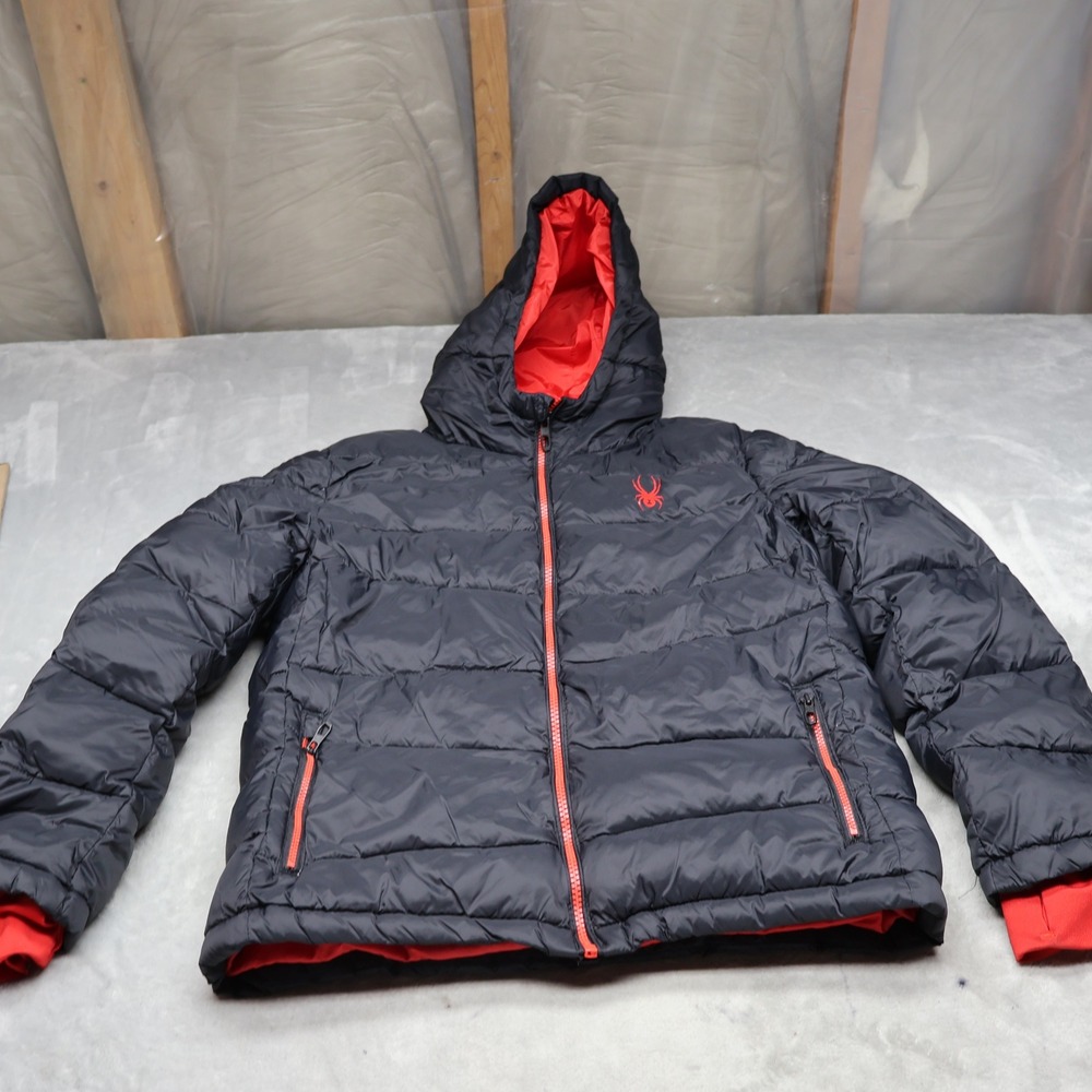 Spyder Jacket Boys Large 14/16 Black Insulated Quilted Full Zip Nexus Puffer
